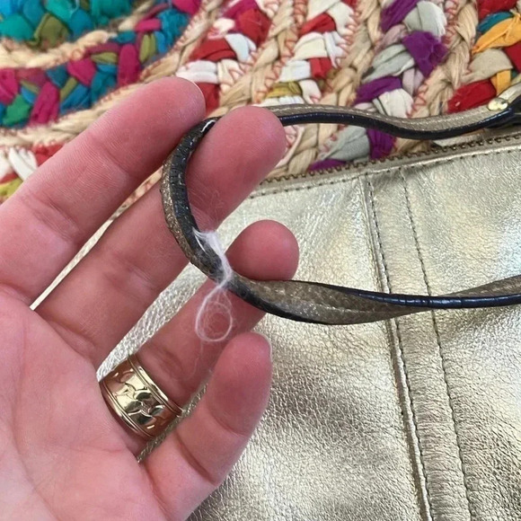 Coach gold metallic leather  pouch clutch wristlet - Picture 2 of 4